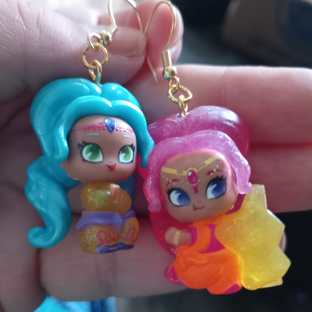 Vibrant Character Earrings with Gold Accents